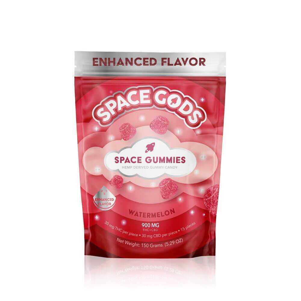Space Gods Mega Dose D9 + CBD Space Gummies (900mg 15ct Pouch) - Watermelon
