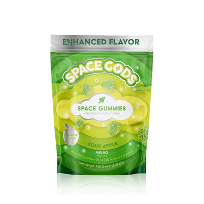 Space Gods Mega Dose D9 + CBD Space Gummies (900mg 15ct Pouch) - Sour Apple