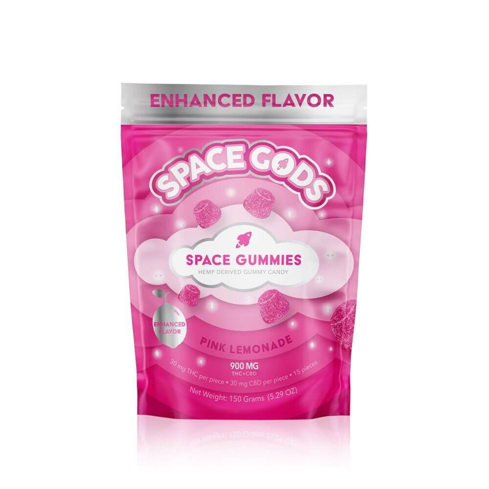 Space Gods Mega Dose D9 + CBD Space Gummies (900mg 15ct Pouch) - Pink Lemonade