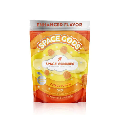 Space Gods Mega Dose D9 + CBD Space Gummies (900mg 15ct Pouch) - Citrus Punch