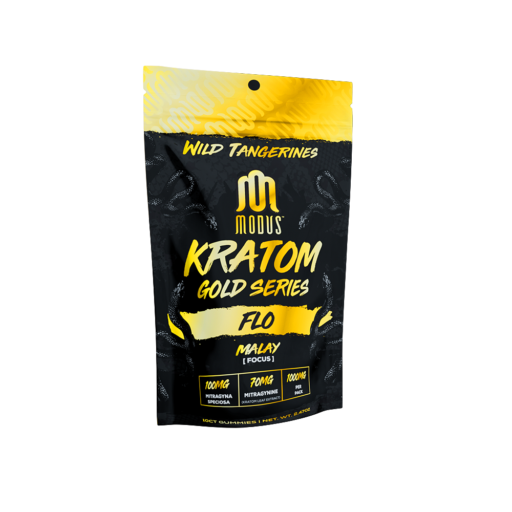 Modus Kratom Gold Series Gummies (10ct 1000mg Pouch) - Flo with packaging