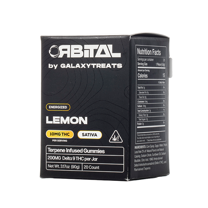 Galaxy Treats (Delta)(Gummies)(200mg 20ct Jar) Orbital - Lemon with packaging