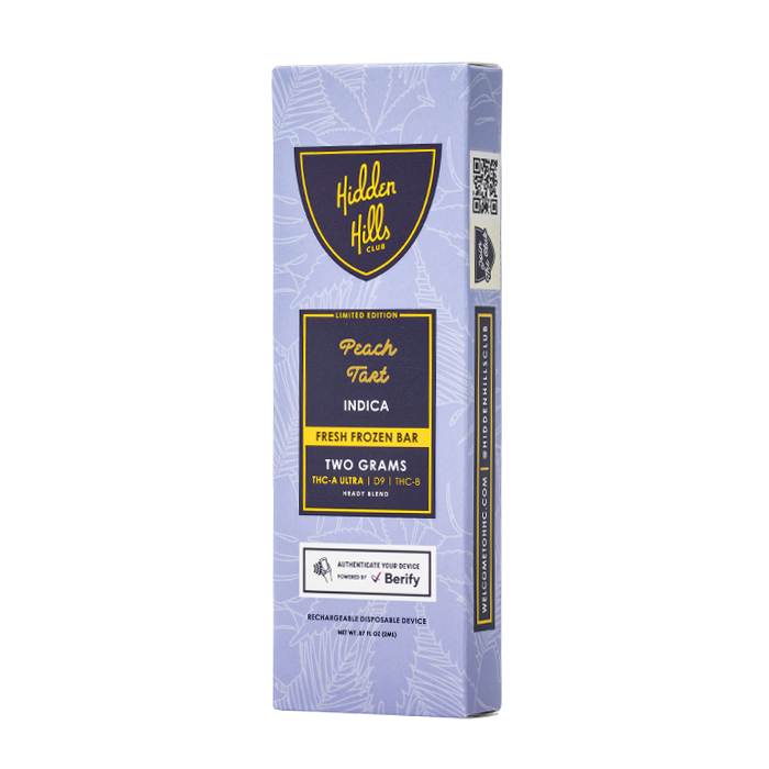 Hidden Hills Heady Blend Fresh Frozen Disposable (2g) - Peach Tart with packaging