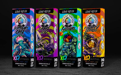 Galaxy Treats Knock Out Disposable (3g) - Group Image with packaging