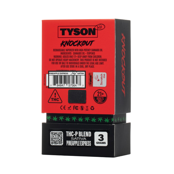 Tyson 2.0 Disposable Delta Knockout THCP (3g) - Pineapple Express with packaging