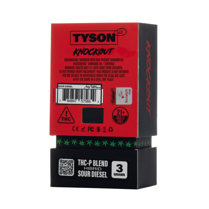 Tyson 2.0 Disposable Delta Knockout THCP (3g) - Sour Diesel with packaging